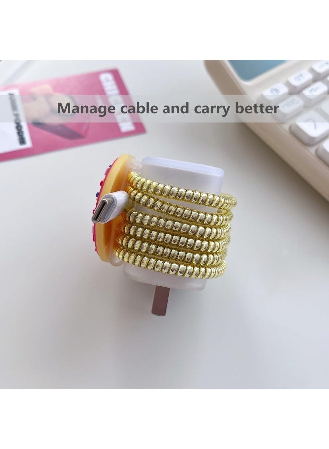 ChicAbode 3D لطيف تصميمات الرسوم المتحركة حالة واقية لآيفون 20W محول شاحن كابل,كابل البيانات USB حالة كابل سافير شاحن الهاتف بَحْتُو ل العائلة الرجال النساء (الدونات) - Image 3